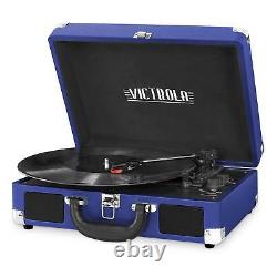 Victrola Bluetooth Suitcase Record Player with 3-speed Turntable Cobalt Blue