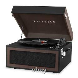 Victrola Bluetooth Vinyl Record Player Stand 3-Speed Turntable & FM Radio