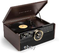 Victrola Empire Mid-Century 6-In-1 Turntable with 3 Speed Record Player Bluetooth