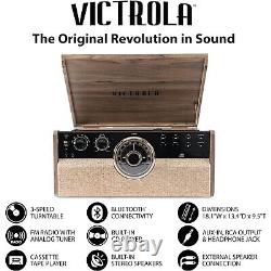 Victrola Empire Mid-Century 6-in-1 Turntable 3 Speed Record Player Bluetooth CD