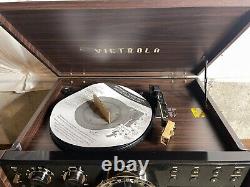 Victrola Empire Mid-Century 6-in-1 Turntable with 3 Speed Record Player Espresso