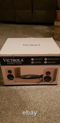 Victrola Hampton Record Player 3-Speed Turntable, Bluetooth, Speaker Wood & Linen