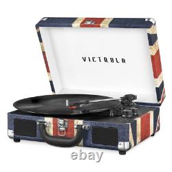Victrola Journey Bluetooth Suitcase Record Player 3-Speed Turntable Union Jack