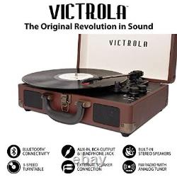 Victrola Journey+ Bluetooth Suitcase Record Player Dark Brown VSC-400SB-DBR-SDF