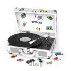 Victrola Journey+ Canvas Special Edition Bluetooth Suitcase Record Player White