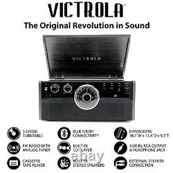 Victrola Mid Century 6-in-1 Bluetooth Record Player & Multimedia Center Grey