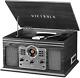Victrola Nostalgic 6-in-1 Bluetooth Record Player, Multimedia Center, Built-in S