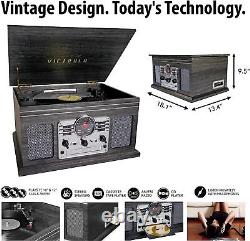 Victrola Nostalgic 6-In-1 Bluetooth Record Player, Multimedia Center, Built-In S