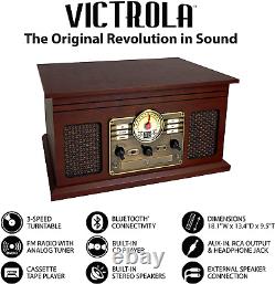 Victrola Nostalgic 6-In-1 Bluetooth Record Player & Multimedia Center with Built