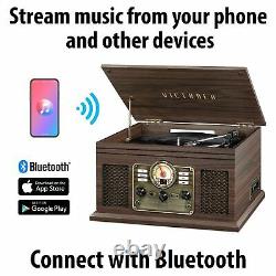 Victrola Nostalgic 6-in-1 Bluetooth Record Player & Multimedia Center wit. New