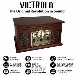 Victrola Nostalgic 6-in-1 Bluetooth Record Player & Multimedia Center wit. New