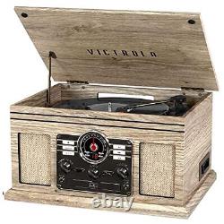 Victrola Nostalgic 6-in-1 Bluetooth Record Player & Multimedia Center with Bu