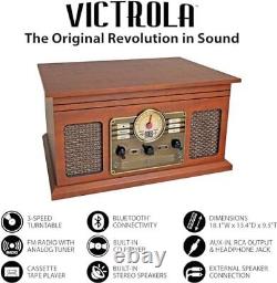 Victrola Nostalgic 6-in-1 Bluetooth Record Player & Multimedia Center with Bu