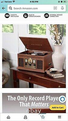 Victrola Nostalgic 6-in-1 Bluetooth Record Player & Multimedia Center with. NIB