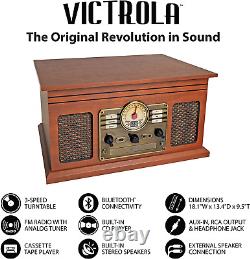 Victrola Nostalgic 7-In-1 Bluetooth Record Player & Multimedia Center with Built