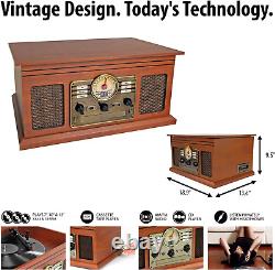 Victrola Nostalgic 7-In-1 Bluetooth Record Player & Multimedia Center with Built