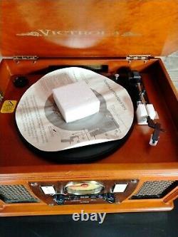Victrola Nostalgic 7-In-1 Cherry Wood Record Player/Multimedia Center VTA-300B
