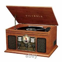 Victrola Nostalgic 7-in-1 Bluetooth Record Player & Multimedia Center with Bu