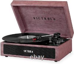 Victrola Parker Bluetooth Suitcase Record Player with 3-Speed Turntable, Lambsk