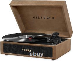 Victrola Parker Bluetooth Suitcase Record Player with 3-Speed Turntable, Lambski