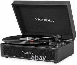 Victrola Parker Bluetooth Suitcase Record Player with 3-speed Turntable, Black