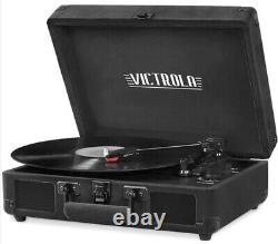Victrola Parker Bluetooth Suitcase Record Player with3 speed Turntable BlackVelvet