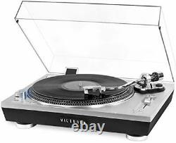 Victrola Pro Series USB Record Player with2-Speed Turntable and DustCover Silver