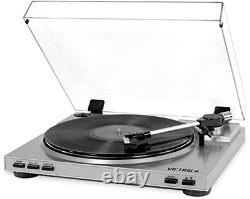 Victrola Pro USB Record Player with 2-Speed Turntable and Dust Cover, Silver
