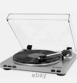 Victrola Pro USB Record Player with 2-Speed Turntable and Dust Cover Silver V