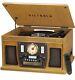 Victrola'real Wood' Bluetooth Wireless Navigator 8 In 1 Turntable & Music