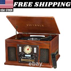 Victrola Record Player 8-in-1 Bluetooth AUX USB Recording CD Cassette FM Radio
