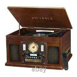 Victrola Record Player 8-in-1 Bluetooth USB Aux 3-Speed Turntable Durable Wood