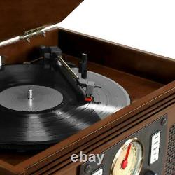 Victrola Record Player 8-in-1 Bluetooth USB Aux 3-Speed Turntable Durable Wood