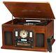 Victrola Record Player Turntable Speaker 7 In 1 Bluetooth Usb Recording Mahogany