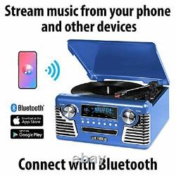 Victrola Retro Record Player with Bluetooth and 3-Speed Turntable Blue