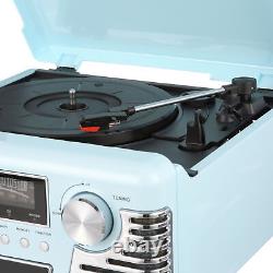 Victrola Retro Record Player with Bluetooth and 3-Speed Turntable, Turquoise