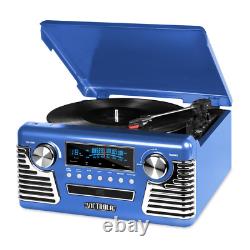 Victrola Retro Vinyl Record Player with Bluetooth and 3-Speed Turntable Blue