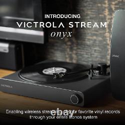 Victrola Stream Onyx Turntable 33-1/3 & 45 RPM Vinyl Record Player, Works with
