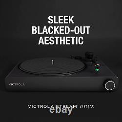 Victrola Stream Onyx Turntable 33-1/3 & 45 RPM Vinyl Record Player, Works with