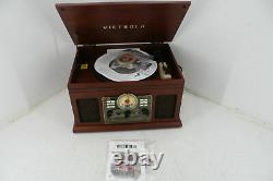 Victrola VTA-200B MH Nostalgic Record Player Multimedia Center 6 In 1 Mahogany