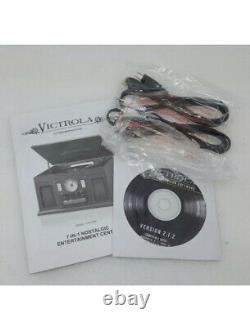 Victrola VTA-204B1 Aviator Wooden 7-in-1 Record & CD Player Bluetooth Radio FM