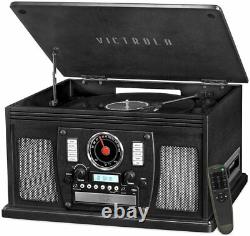 Victrola VTA-600B-BLK Navigator 8-in-1 Classic Bluetooth Record Player Turntable