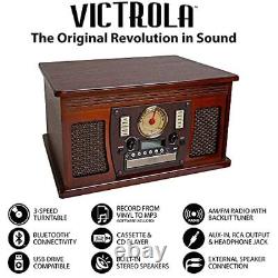 Victrola VTA-600B-ESP Navigator 8-In-1 Classic Bluetooth Record Player, Espresso