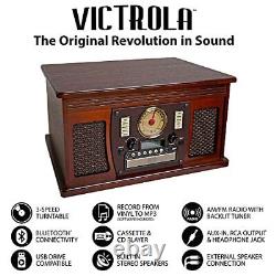 Victrola VTA-600B-ESP Navigator 8-In-1 Classic Bluetooth Record Player with U