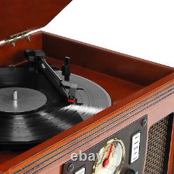 Victrola VTA-600B MH 7-in-1 Bluetooth Record Player with USB Recording, Mahogany