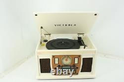 Victrola VTA 600B WH Bluetooth Multimedia Center Record Player Real Wood White