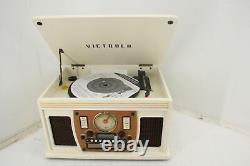 Victrola VTA-600B-WHT Bluetooth Record Player n Multimedia w Stereo Speakers