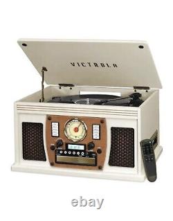 Victrola VTA-600B-WHT Navigator 8 in 1 Bluetooth Turntable & Music Entertainment