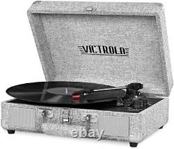 Victrola VWM-100SB-LGY Journey+ Suitcase Record Player with Dual Bluetooth Grey
