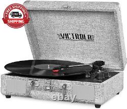 Victrola VWM-100SB-LGY Journey+ Suitcase Record Player with Dual Bluetooth Grey